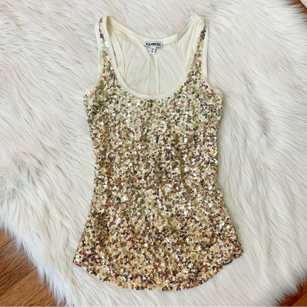 Vintage Y2K white sequin tank top ✨ by Express